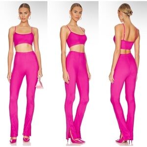 Superdown Damasia Mesh Pant Set in Pink Size XS